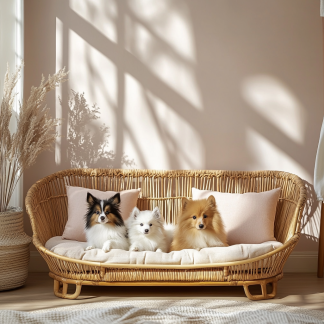 Pet bed, wicker dog bed, cat bed, American-style retro solid wood animal house furniture, Teddy Bichon Frise dog mattress