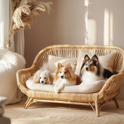Pet bed, wicker dog bed, cat bed, American-style retro solid wood animal house furniture, Teddy Bichon Frise dog mattress - Image 5