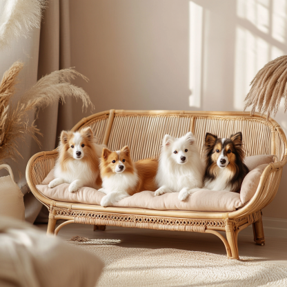 Pet bed, wicker dog bed, cat bed, American-style retro solid wood animal house furniture, Teddy Bichon Frise dog mattress - Image 3