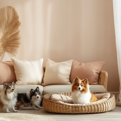 Pet bed, wicker dog bed, cat bed, American-style retro solid wood animal house furniture, Teddy Bichon Frise dog mattress - Image 3