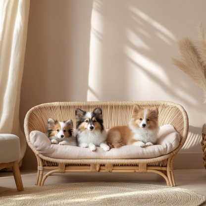 Pet bed, wicker dog bed, cat bed, American-style retro solid wood animal house furniture, Teddy Bichon Frise dog mattress - Image 4