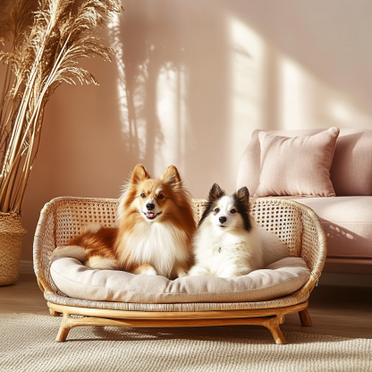 Pet bed, wicker dog bed, cat bed, American-style retro solid wood animal house furniture, Teddy Bichon Frise dog mattress - Image 4