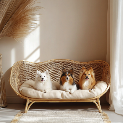 Pet bed, wicker dog bed, cat bed, American-style retro solid wood animal house furniture, Teddy Bichon Frise dog mattress - Image 3