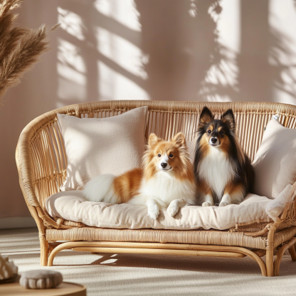 Pet bed, wicker dog bed, cat bed, American-style retro solid wood animal house furniture, Teddy Bichon Frise dog mattress - Image 2