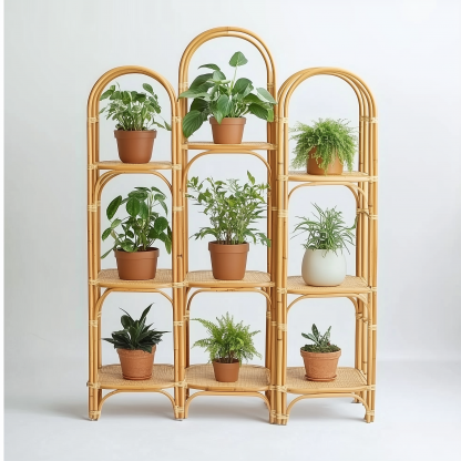 A popular wicker retro creative foldable stand for homestays, a high-legged large pot green vine plant stand - Image 6