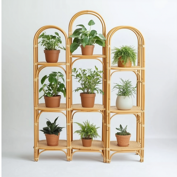 A popular wicker retro creative foldable stand for homestays, a high-legged large pot green vine plant stand - 图片 6