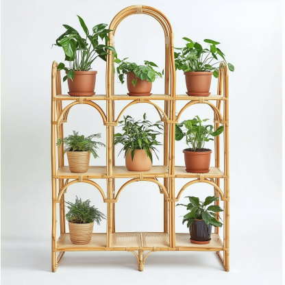 A popular wicker retro creative foldable stand for homestays, a high-legged large pot green vine plant stand - Image 8