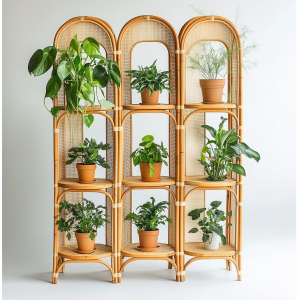 A popular wicker retro creative foldable stand for homestays, a high-legged large pot green vine plant stand
