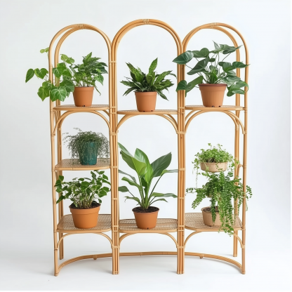 A popular wicker retro creative foldable stand for homestays, a high-legged large pot green vine plant stand - Image 10