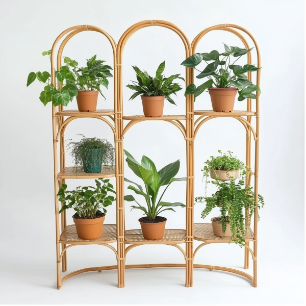 A popular wicker retro creative foldable stand for homestays, a high-legged large pot green vine plant stand - 图片 10