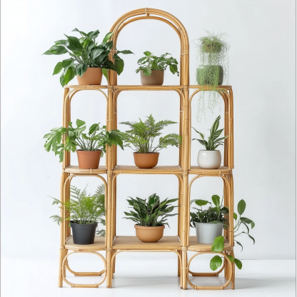 A popular wicker retro creative foldable stand for homestays, a high-legged large pot green vine plant stand - Image 7