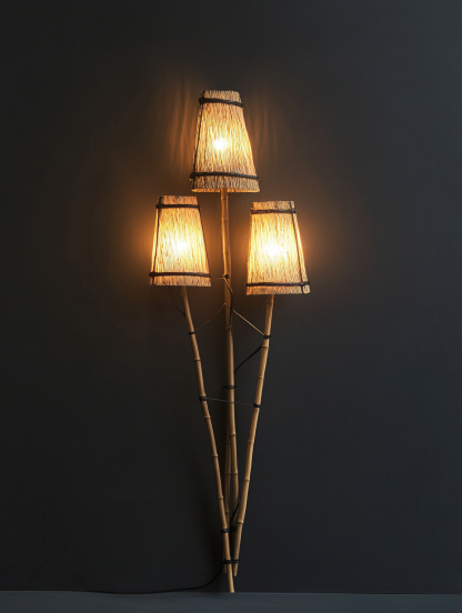 Wall lamp, antique bedroom, hotel model room, decorative item, three-head bamboo joint imitation corridor - Image 9