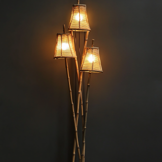 Wall lamp, antique bedroom, hotel model room, decorative item, three-head bamboo joint imitation corridor