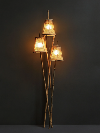 Wall lamp, antique bedroom, hotel model room, decorative item, three-head bamboo joint imitation corridor