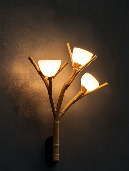 Wall lamp, antique bedroom, hotel model room, decorative item, three-head bamboo joint imitation corridor - Image 9