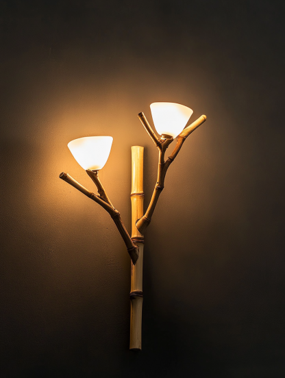 Wall lamp, antique bedroom, hotel model room, decorative item, three-head bamboo joint imitation corridor - Image 8