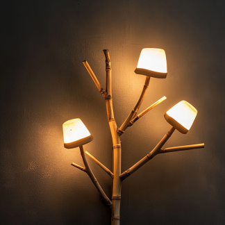 Wall lamp, antique bedroom, hotel model room, decorative item, three-head bamboo joint imitation corridor