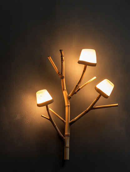 Wall lamp, antique bedroom, hotel model room, decorative item, three-head bamboo joint imitation corridor