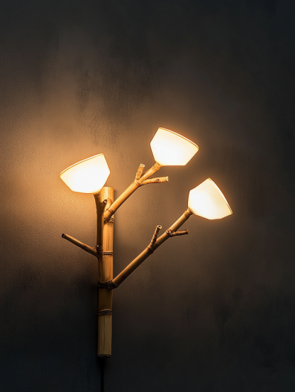 Wall lamp, antique bedroom, hotel model room, decorative item, three-head bamboo joint imitation corridor - Image 6