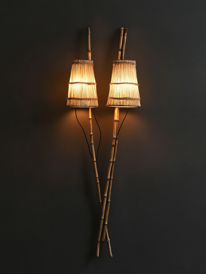Wall lamp, antique bedroom, hotel model room, decorative item, three-head bamboo joint imitation corridor - Image 4