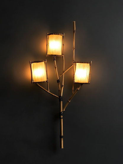 Wall lamp, antique bedroom, hotel model room, decorative item, three-head bamboo joint imitation corridor - Image 5