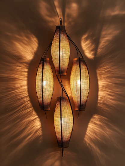 Wabi-sabi style rattan floor lamp, tea room combination chandelier, bedroom and dining room do not take up much space, wall-mounted and rare - Image 7