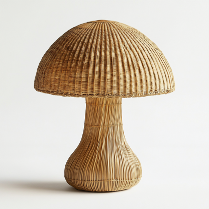 Wabi-sabi style table lamp, wicker creative mushroom, retro Japanese guesthouse decoration atmosphere, hand-woven night light - Image 9