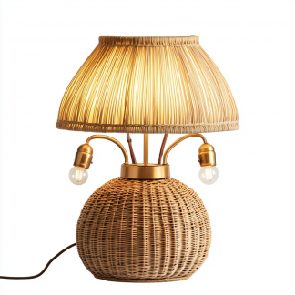 Restaurant rattan woven floor lamp, Zen-inspired homestay candlestick, handmade hotel shop, bedroom clothing store, decorative items