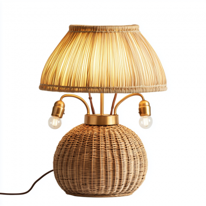 Restaurant rattan woven floor lamp, Zen-inspired homestay candlestick, handmade hotel shop, bedroom clothing store, decorative items