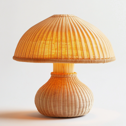 Wabi-sabi style Nordic style rattan creative mushroom table lamp, Indonesian woven table lamp, ambient light, night light, bedside lamp - Image 4