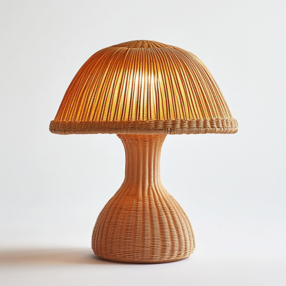 Wabi-sabi style table lamp, wicker creative mushroom, retro Japanese guesthouse decoration atmosphere, hand-woven night light - Image 8