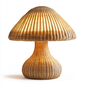 Wabi-sabi style table lamp, wicker creative mushroom, retro Japanese guesthouse decoration atmosphere, hand-woven night light