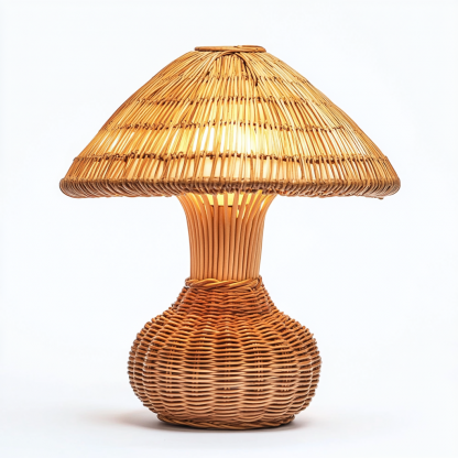 Wabi-sabi style table lamp, wicker creative mushroom, retro Japanese guesthouse decoration atmosphere, hand-woven night light - Image 6