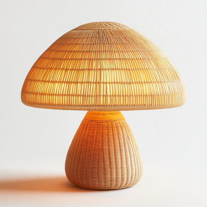 Wabi-sabi style homestay desk lamp, Chinese retro bedroom, study, living room side cabinet decoration, handmade bedside lamp, rattan weaving - Image 9
