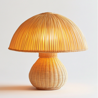 Wabi-sabi style homestay desk lamp, Chinese retro bedroom, study, living room side cabinet decoration, handmade bedside lamp, rattan weaving - Image 3