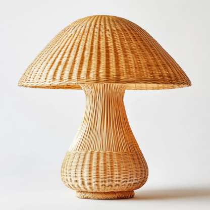 Wabi-sabi style Nordic style rattan creative mushroom table lamp, Indonesian woven table lamp, ambient light, night light, bedside lamp - Image 7
