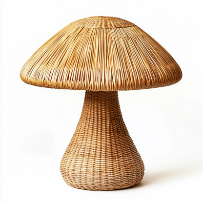 Wabi-sabi style table lamp, wicker creative mushroom, retro Japanese guesthouse decoration atmosphere, hand-woven night light - Image 9
