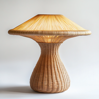 Wabi-sabi style table lamp, wicker creative mushroom, retro Japanese guesthouse decoration atmosphere, hand-woven night light - Image 7