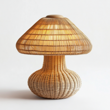 Wabi-sabi style table lamp, wicker creative mushroom, retro Japanese guesthouse decoration atmosphere, hand-woven night light - Image 6