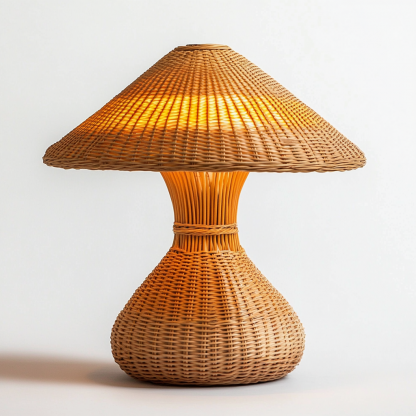 20 Wabi-sabi style living room desk lamp, Japanese retro homestay study, bedroom bedside, vintage tea room lamp, rattan lamp - Image 5
