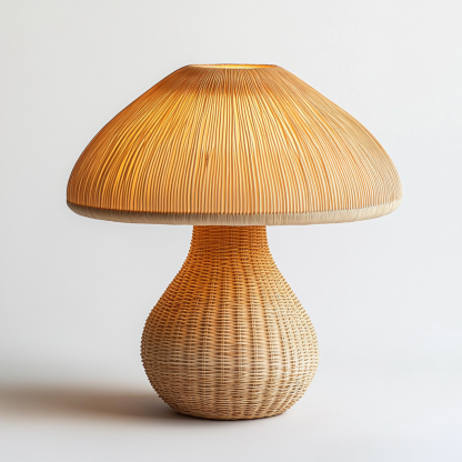 Wabi-sabi style table lamp, wicker creative mushroom, retro Japanese guesthouse decoration atmosphere, hand-woven night light - Image 5