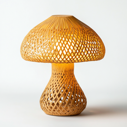 Wabi-sabi style table lamp, wicker creative mushroom, retro Japanese guesthouse decoration atmosphere, hand-woven night light - Image 4