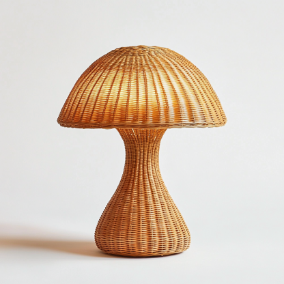 Wabi-sabi style table lamp, wicker creative mushroom, retro Japanese guesthouse decoration atmosphere, hand-woven night light - Image 9
