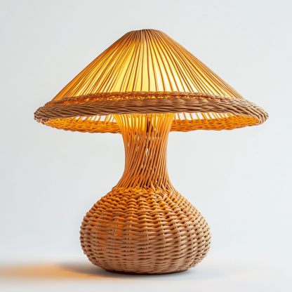 Wabi-sabi style table lamp, wicker creative mushroom, retro Japanese guesthouse decoration atmosphere, hand-woven night light - Image 7