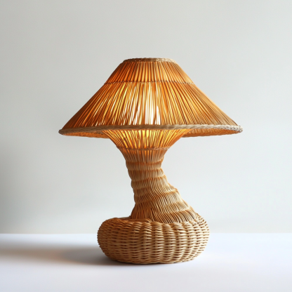 Wabi-sabi style table lamp, wicker creative mushroom, retro Japanese guesthouse decoration atmosphere, hand-woven night light - Image 6