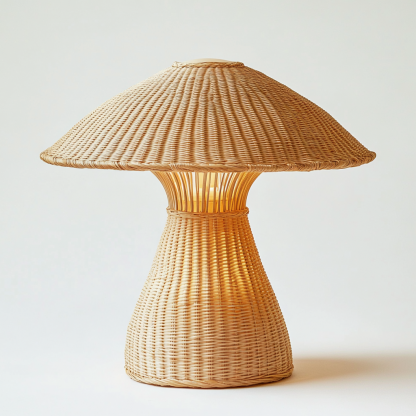 20 Wabi-sabi style living room desk lamp, Japanese retro homestay study, bedroom bedside, vintage tea room lamp, rattan lamp - Image 2