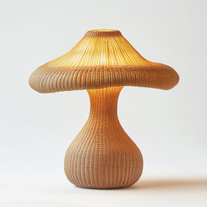 Wabi-sabi style table lamp, wicker creative mushroom, retro Japanese guesthouse decoration atmosphere, hand-woven night light - Image 4