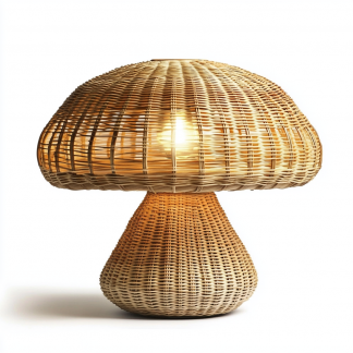 Wabi-sabi style table lamp, wicker creative mushroom, retro Japanese guesthouse decoration atmosphere, hand-woven night light