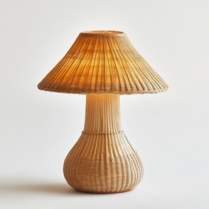 Wabi-sabi style table lamp, wicker creative mushroom, retro Japanese guesthouse decoration atmosphere, hand-woven night light - Image 3