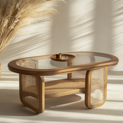 Wabi-sabi style solid wood coffee table, living room home tea table sofa, glass tea table, simple small table - Image 8